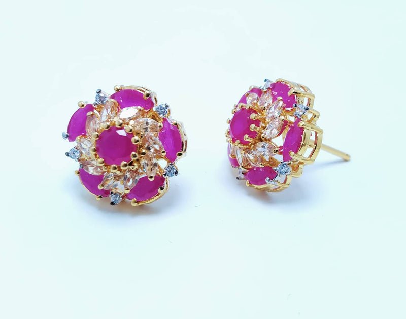 Gold Plated Tops Pair with Chetum Zircons. (925 Silver)