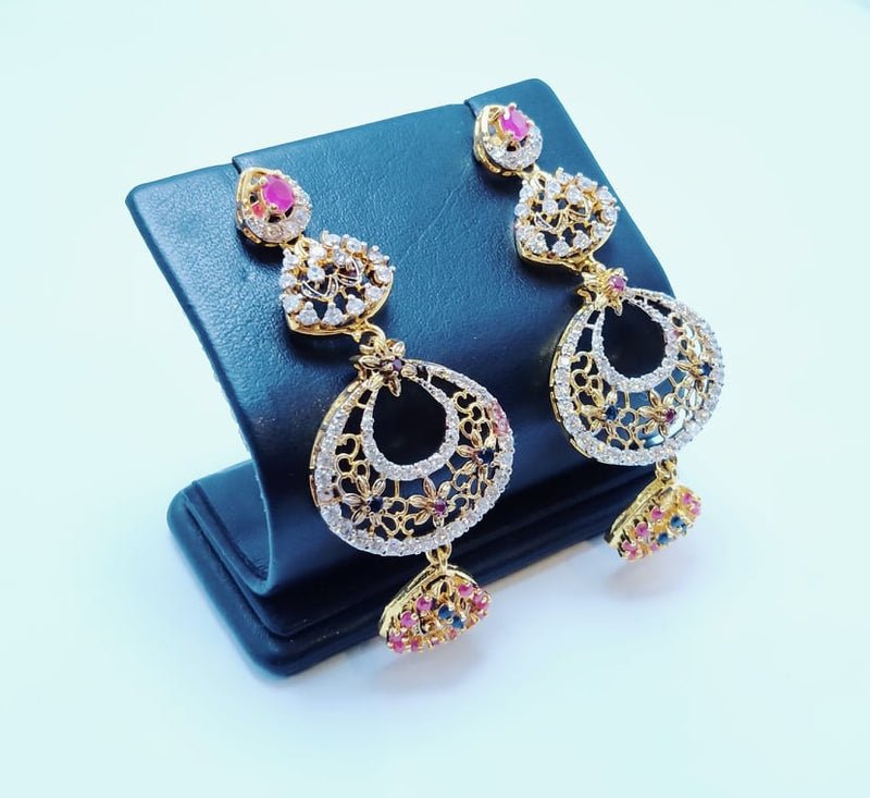 Gold Plated Necklace Set 925 Silver With Colored Zircons