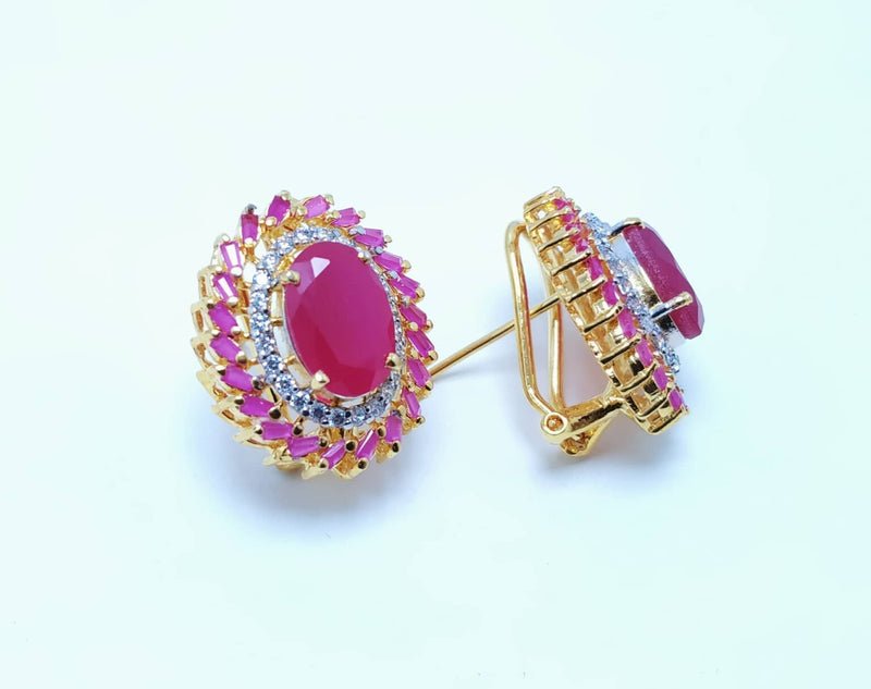 Gold Plated Tops Pair with Chetum Zircons. (925 Silver)