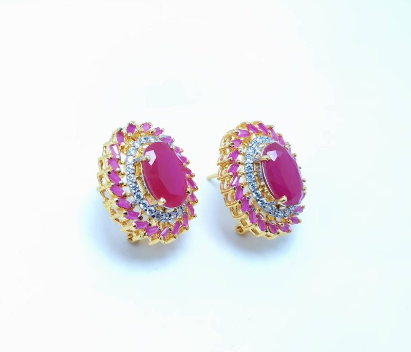 Gold Plated Tops Pair with Chetum Zircons. (925 Silver)