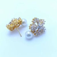 Gold Plated Tops Pair with Zircons. (925 Silver)