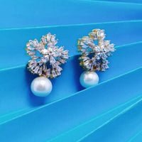 Gold Plated Tops Pair with Zircons. (925 Silver)