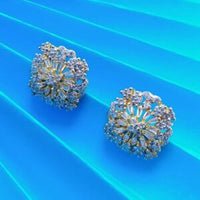 Gold Plated Tops Pair with Zircons. (925 Silver)