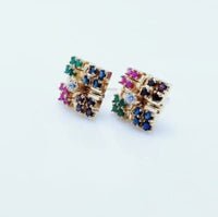 Tops Pair with Multi Color of Stones. (925 Silver)