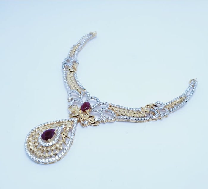 Gold Plated Necklace Set With American Zircons (925 Silver)