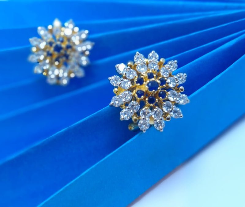 Tops with Zircons and Synthetic Blue Sapphire. (925 Silver)