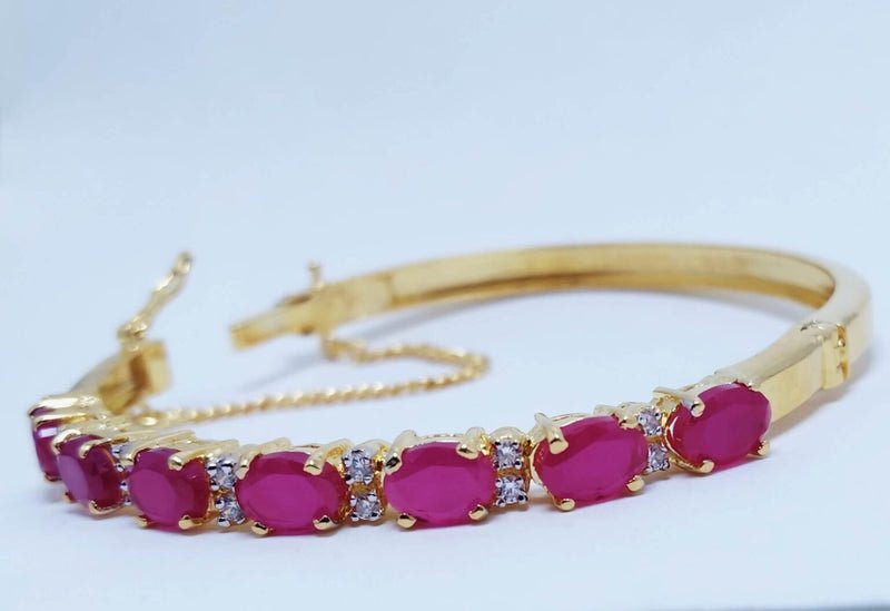 Gold Plated Bracelet Blue Sapphire and Zircons. (925 Silver).