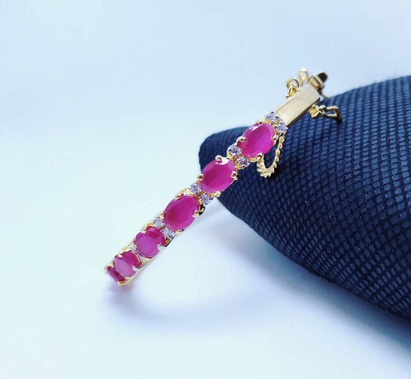 Gold Plated Bracelet Blue Sapphire and Zircons. (925 Silver).