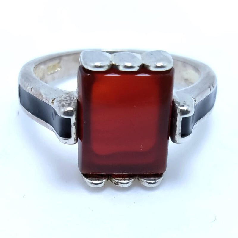 Silver Men"s Ring Italian made with Aqeeq Stone.(925 Silver)