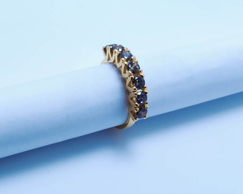 Gold Plated Silver Ring with Brown Zircon . (925 Silver)
