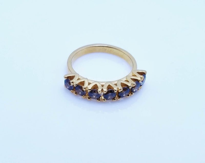 Gold Plated Silver Ring with Brown Zircon . (925 Silver)