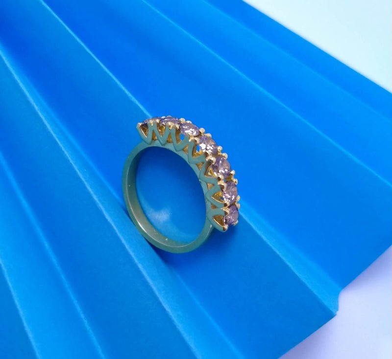 Gold Plated Silver Ring with Brown Zircon . (925 Silver)