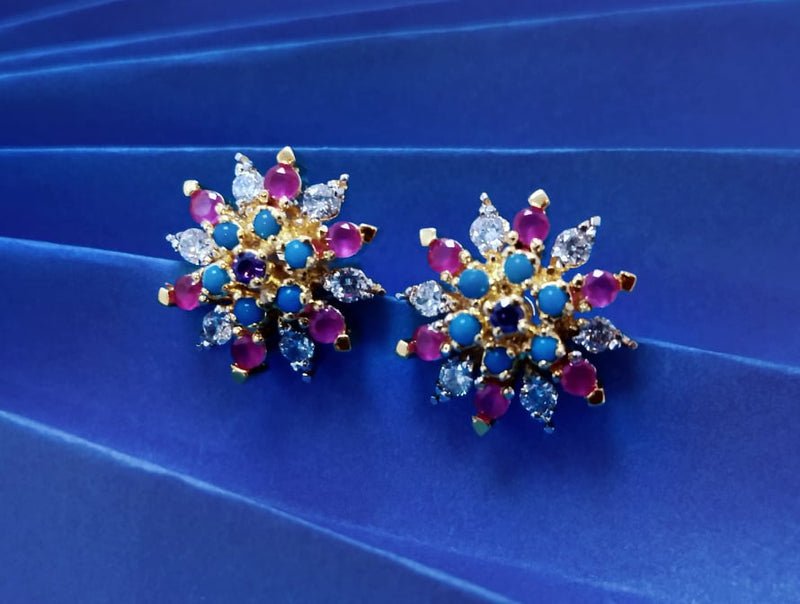 Tops with Multi Color Stones. (925 Silver)