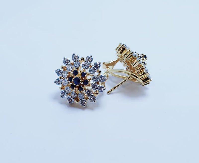 Tops with Zircons and Synthetic Blue Sapphire. (925 Silver)