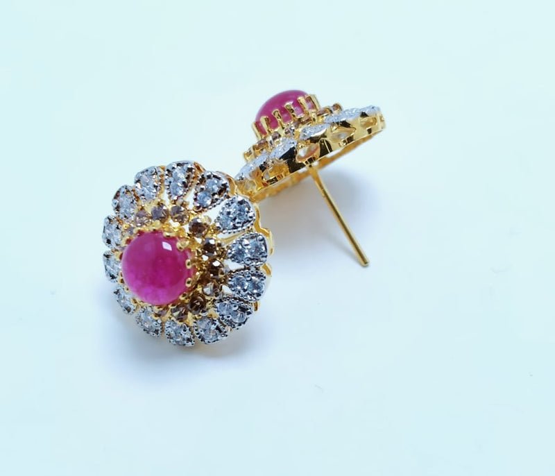 Tops with Uncut Ruby and Zircons. (925 Silver)
