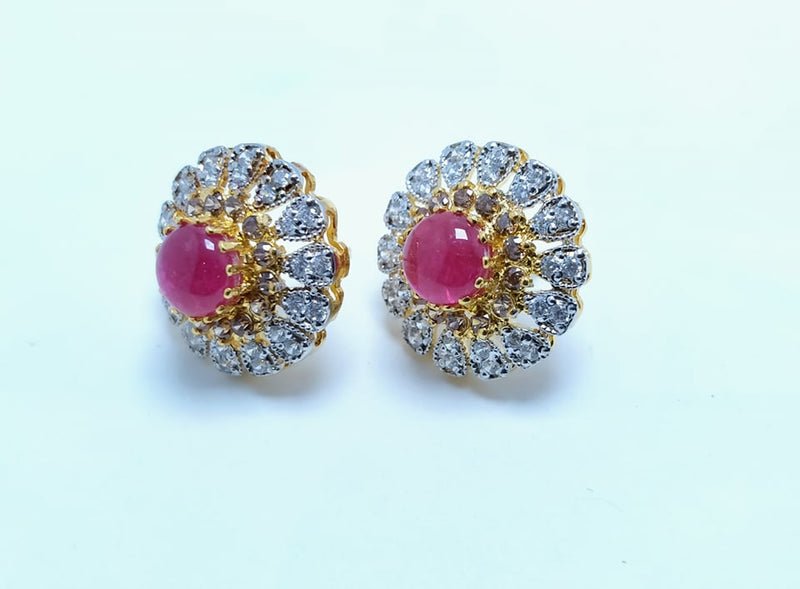 Tops with Uncut Ruby and Zircons. (925 Silver)