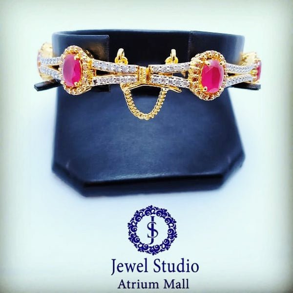Silver Gold Plated Bangle with Chetum and Zircons