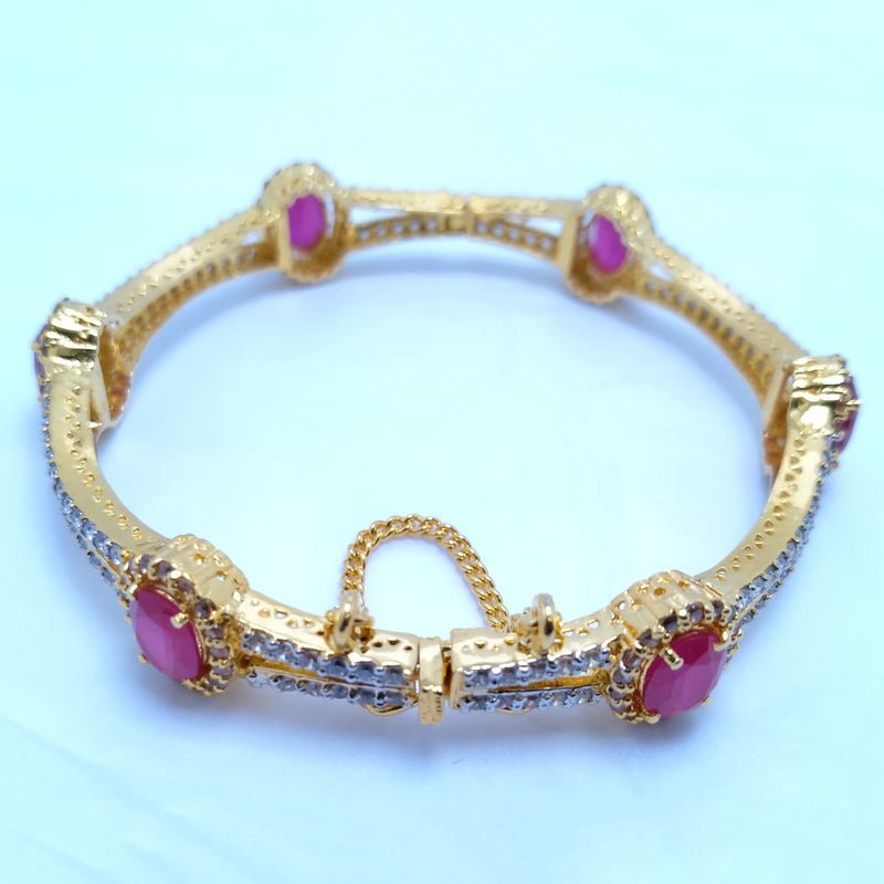 Silver Gold Plated Bangle with Chetum and Zircons