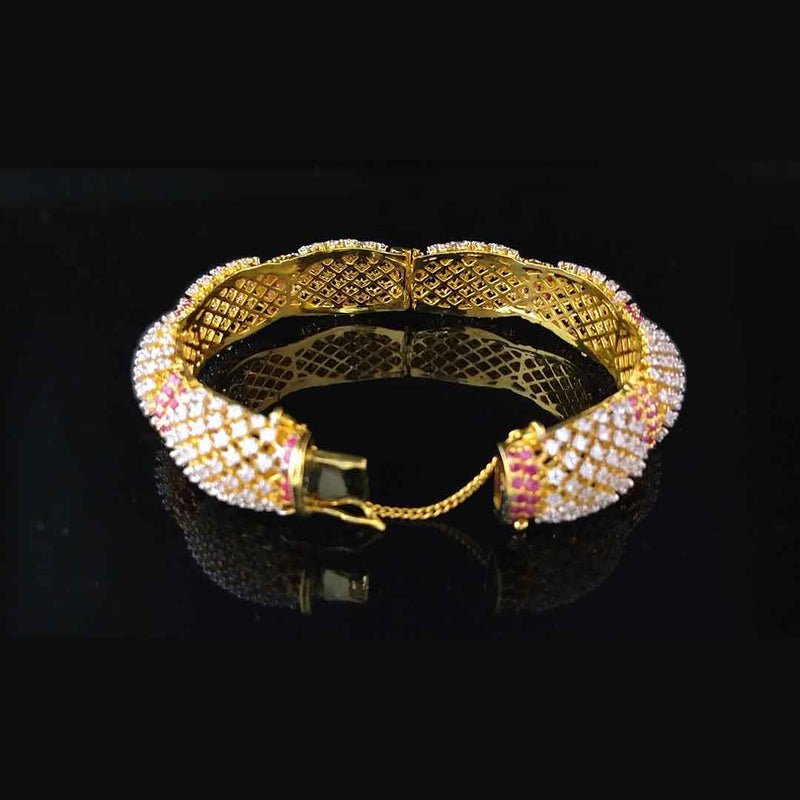 Gold Plated Bangle with Chetam and Zircons. (925 Silver)