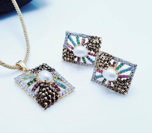 Gold Plated Pendant Set. (925 Silver)