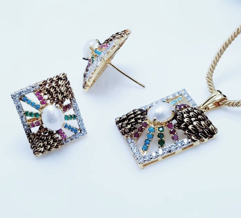 Gold Plated Pendant Set. (925 Silver)