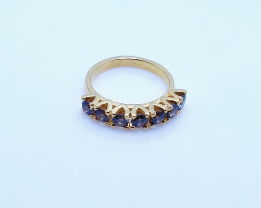 Gold Plated Silver Ring with Brown Zircon . (925 Silver)